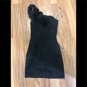 Black floral one shoulder dress